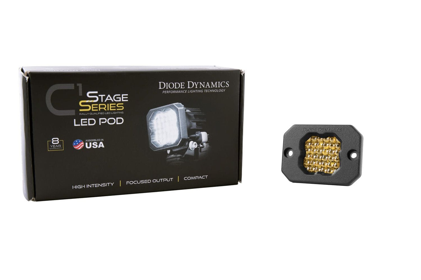 Diode Dynamics Flood / Amber Stage Series C1 Yellow Pro Flush Mount LED Pod (One)