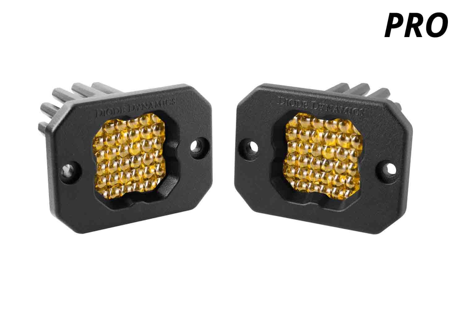 Diode Dynamics Flood / Amber Stage Series C1 Yellow Pro Flush Mount LED Pod (Pair)