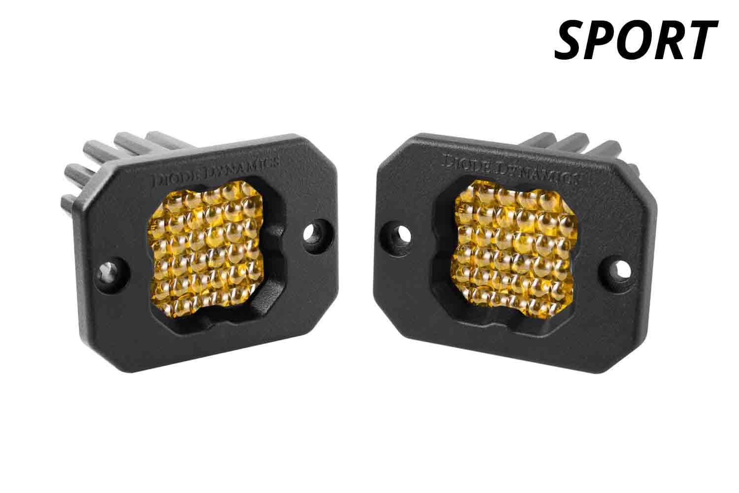 Diode Dynamics Flood / Amber Stage Series C1 Yellow Sport Flush Mount LED Pod (Pair)