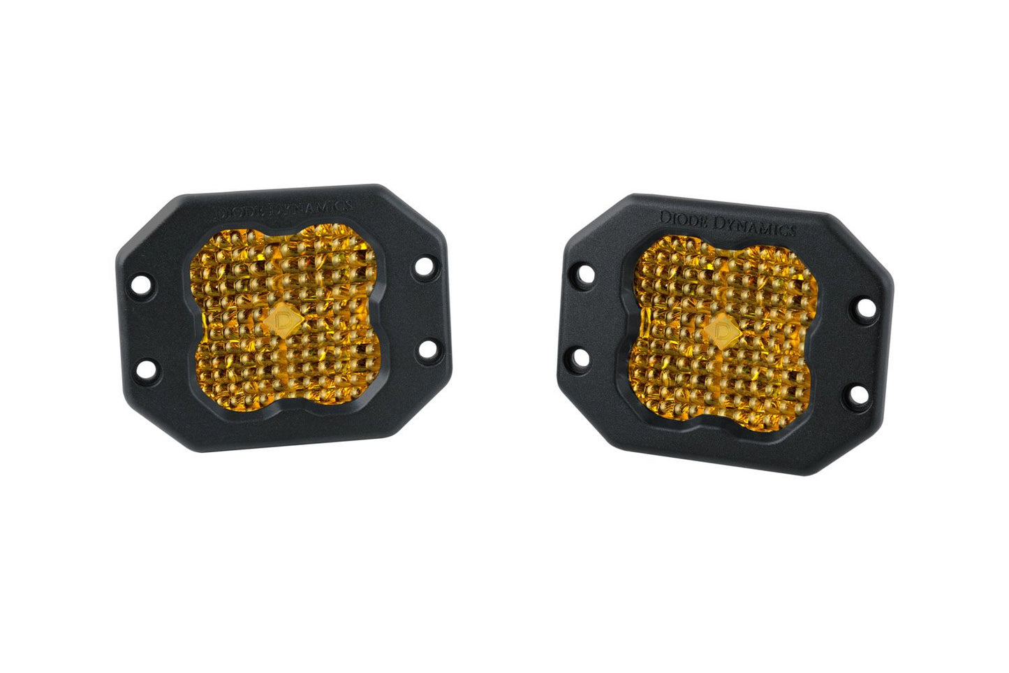 Diode Dynamics Flood / None Stage Series 3" SAE Yellow Pro Flush Mount LED Pod (Pair)