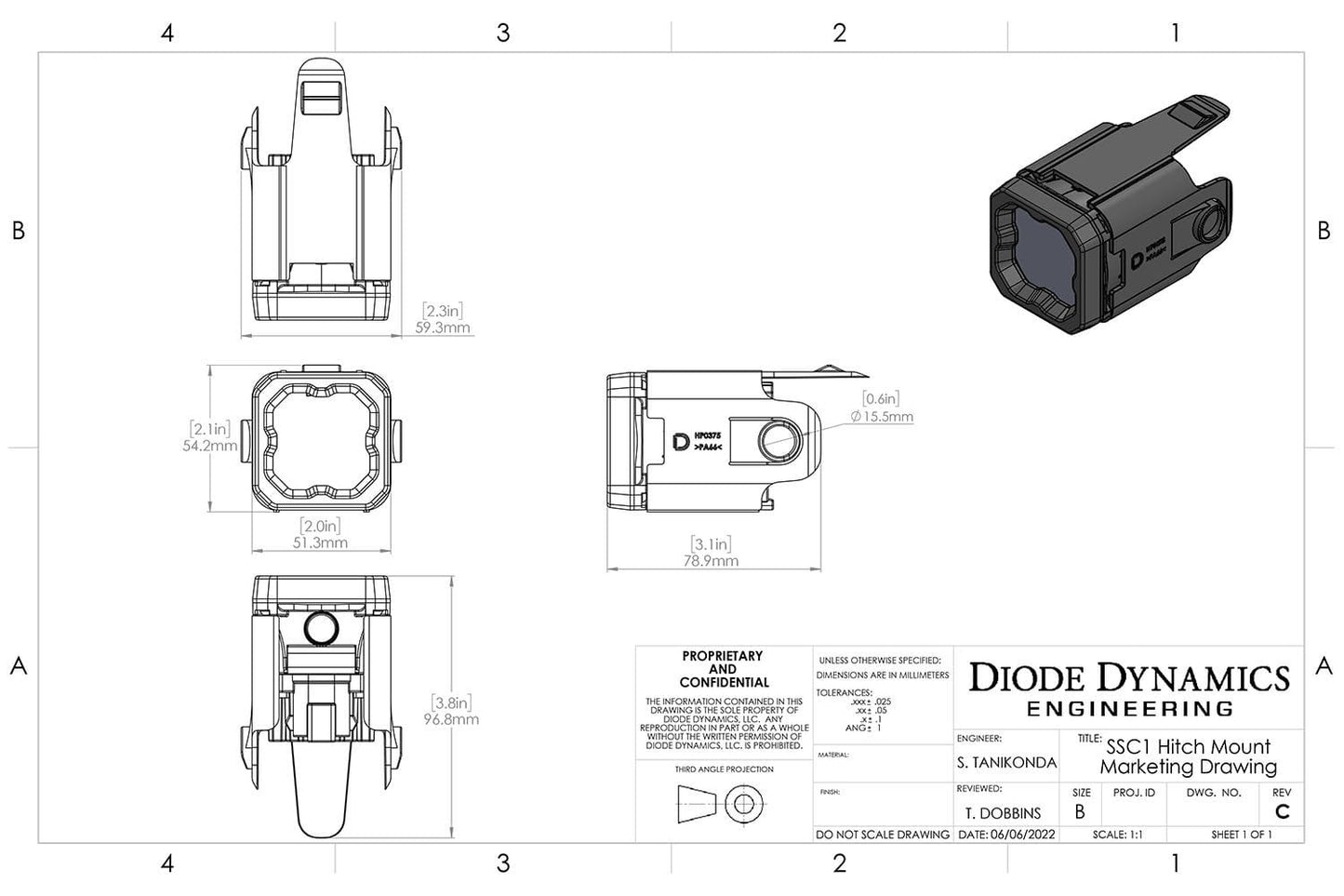 Diode Dynamics HitchMount LED Pod Reverse Kit For 2016-2023 Toyota Tacoma