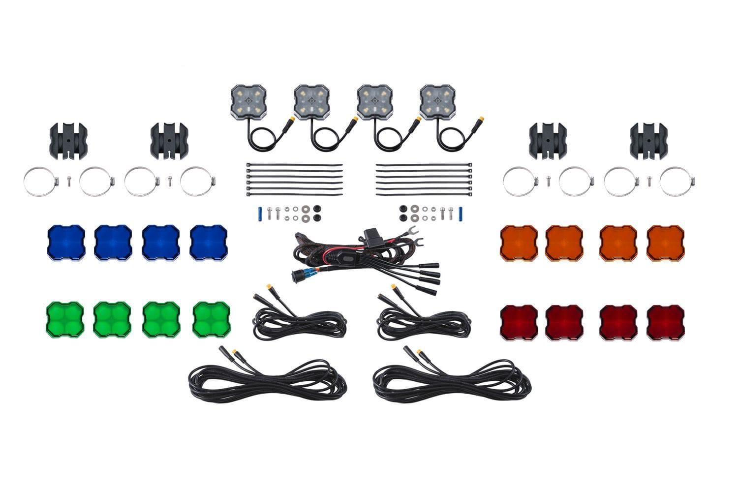 Diode Dynamics RGBW / No Stage Series Universal Rock Light SXS Installer Kit (4-Pack)