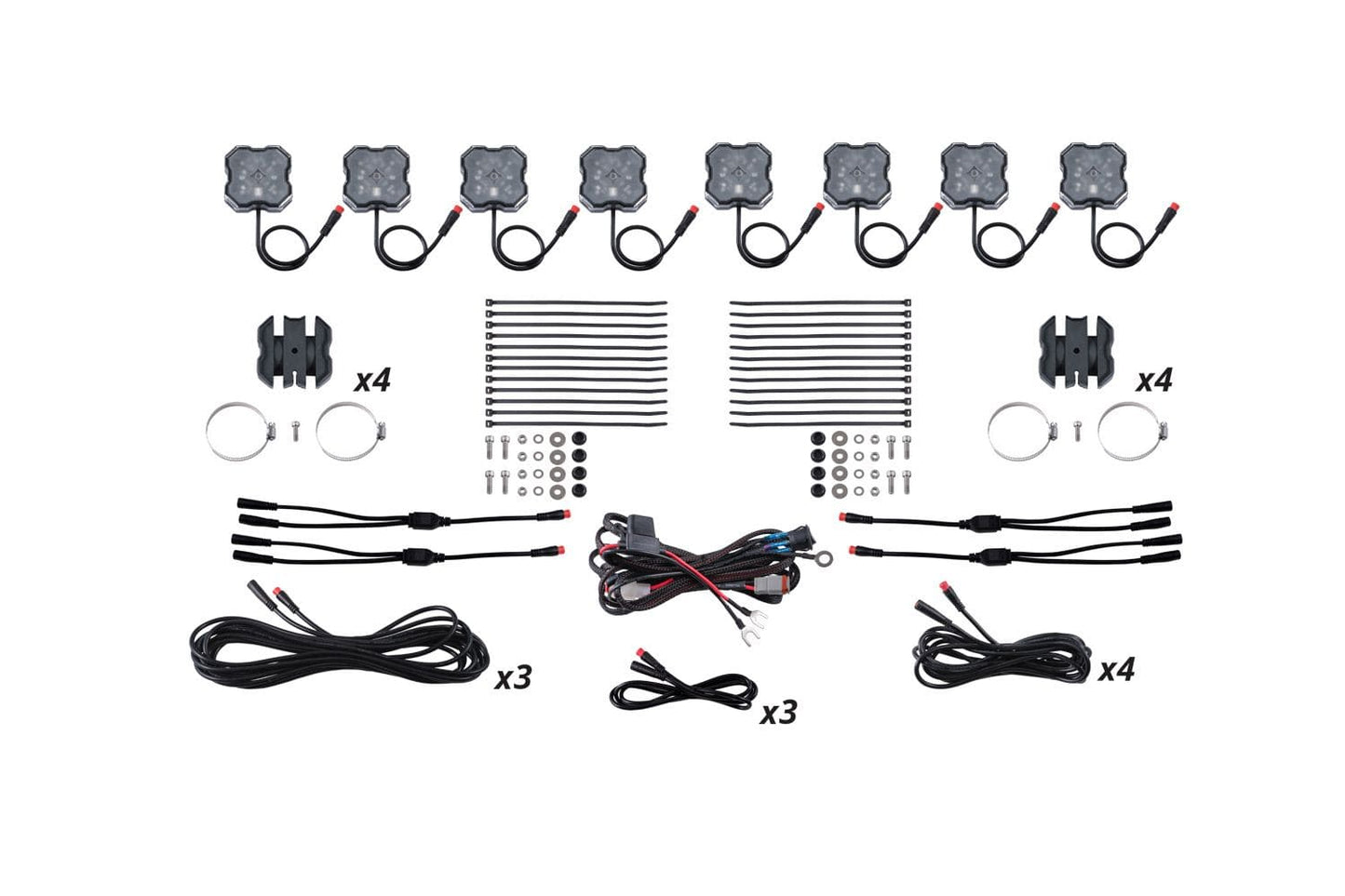 Diode Dynamics RGBW / No Stage Series Universal Rock Light SXS Installer Kit (8-Pack)