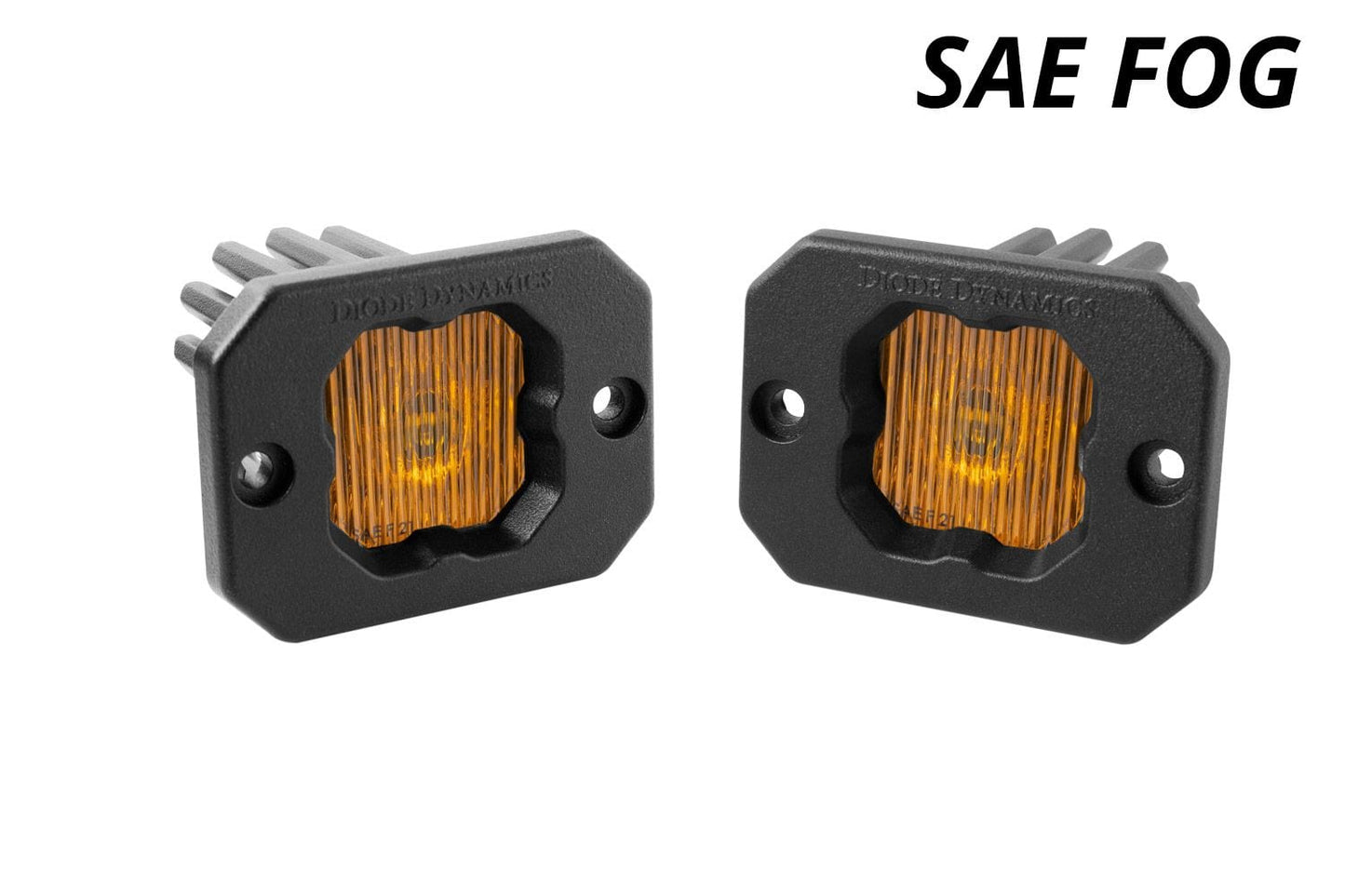 Diode Dynamics SAE Fog / Amber Stage Series C1 Yellow SAE Fog Flush Mount LED Pod (Pair)