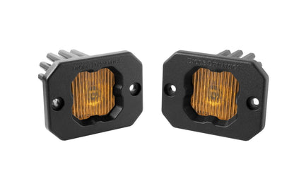 Diode Dynamics SAE Fog / Amber Stage Series C1 Yellow SAE Fog Flush Mount LED Pod (Pair)