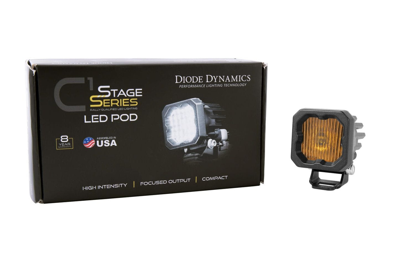 Diode Dynamics SAE Fog / Amber Stage Series C1 Yellow SAE Fog Standard LED Pod (One)