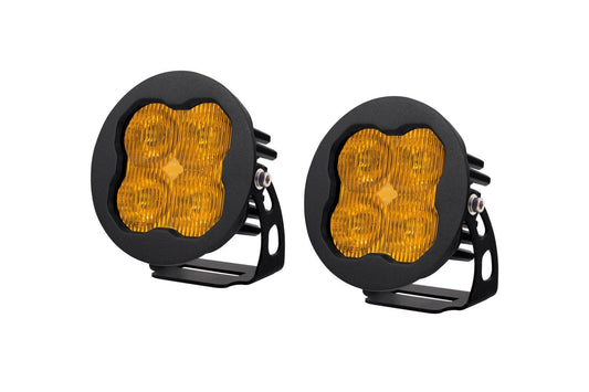 Diode Dynamics SAE Fog / None Stage Series 3" SAE Yellow Max Round LED Pod (Pair)
