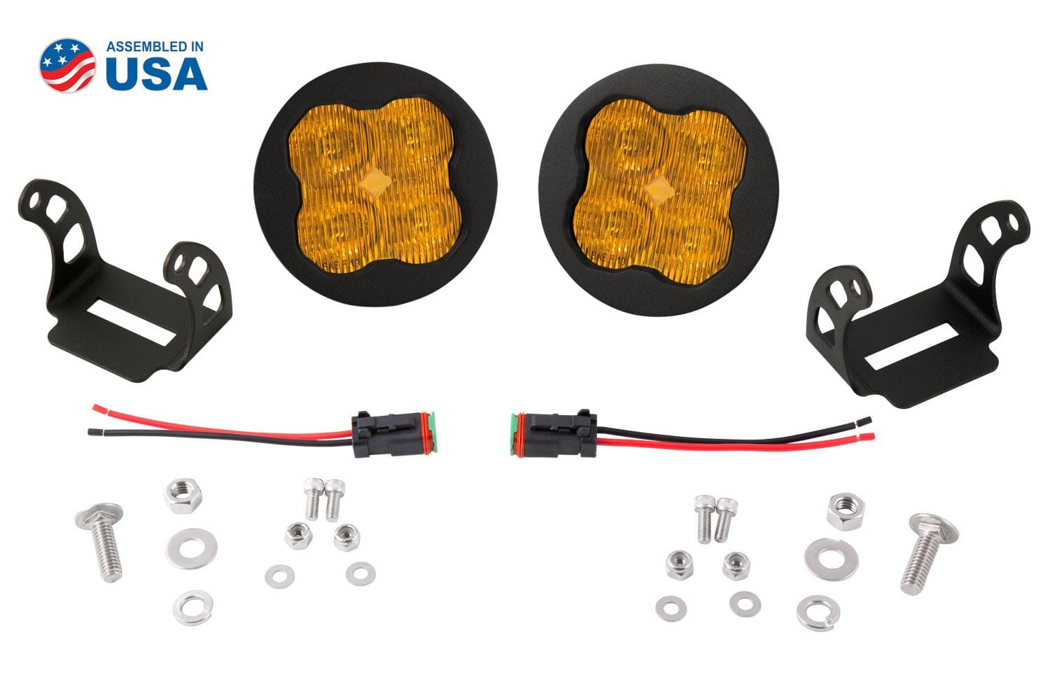 Diode Dynamics SAE Fog / None Stage Series 3" SAE Yellow Max Round LED Pod (Pair)