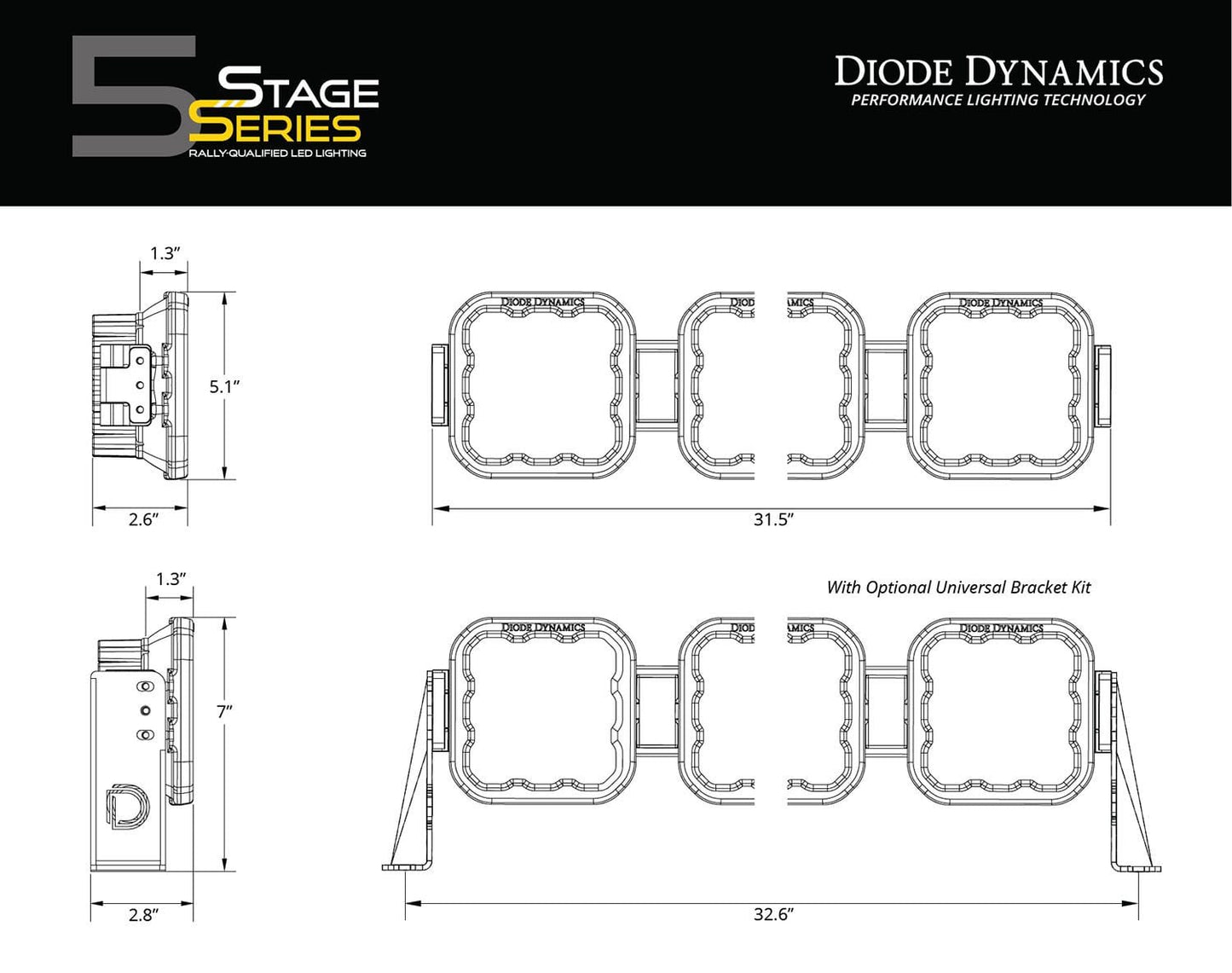 Diode Dynamics SS5 CrossLink 5-Pod LED Light Bar (One)