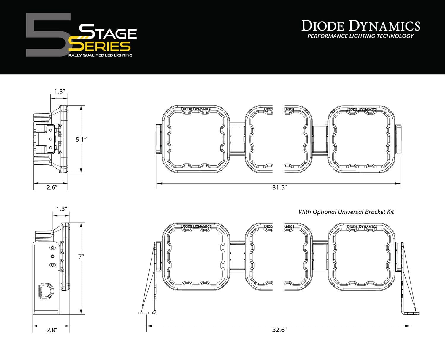 Diode Dynamics SS5 CrossLink 5-Pod LED Light Bar (One)