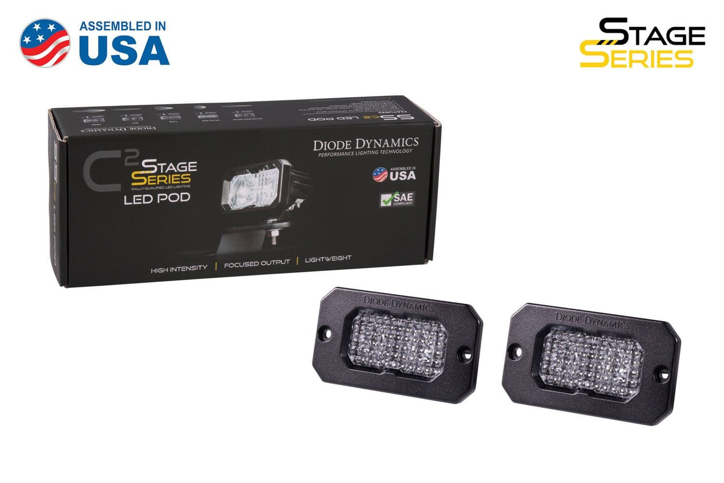 Diode Dynamics Stage Series 2" SAE White Pro Flush Mount LED Pod (Pair)