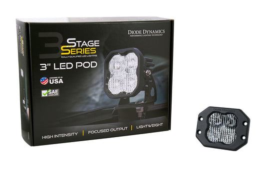 Diode Dynamics Stage Series 3" SAE/DOT White Pro Flush Mount LED Pod (One)