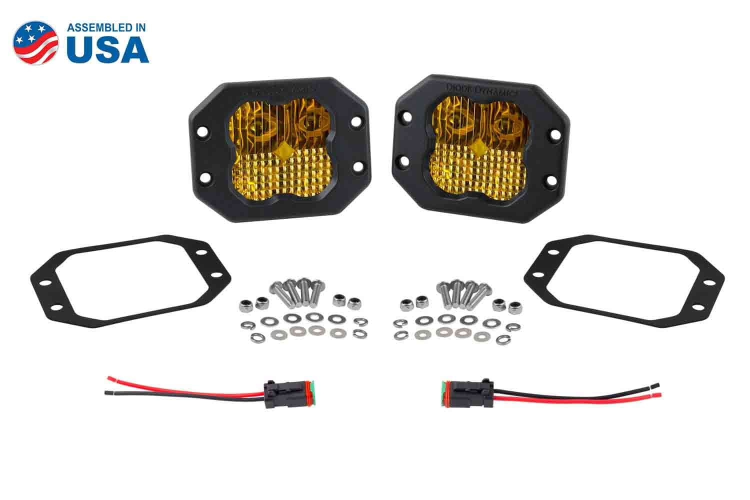 Diode Dynamics Stage Series 3" SAE Yellow Pro Flush Mount LED Pod (Pair)