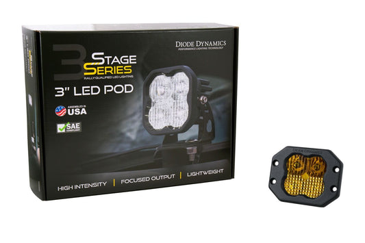 Diode Dynamics Stage Series 3" SAE Yellow Sport Flush Mount LED Pod (One)