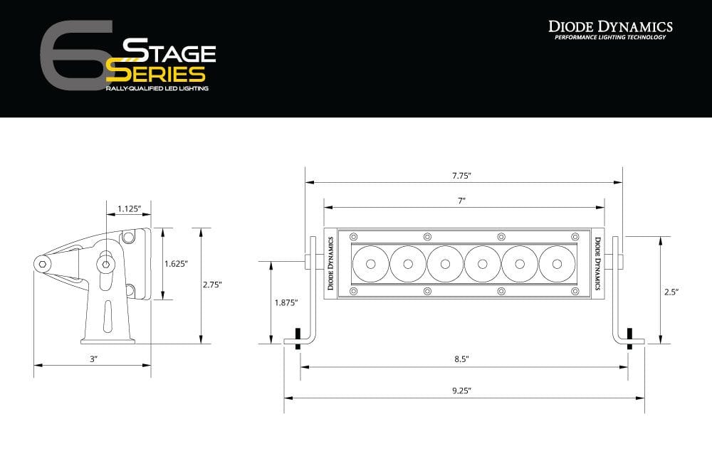 Diode Dynamics Stage Series 6" SAE Amber Light Bar (One)