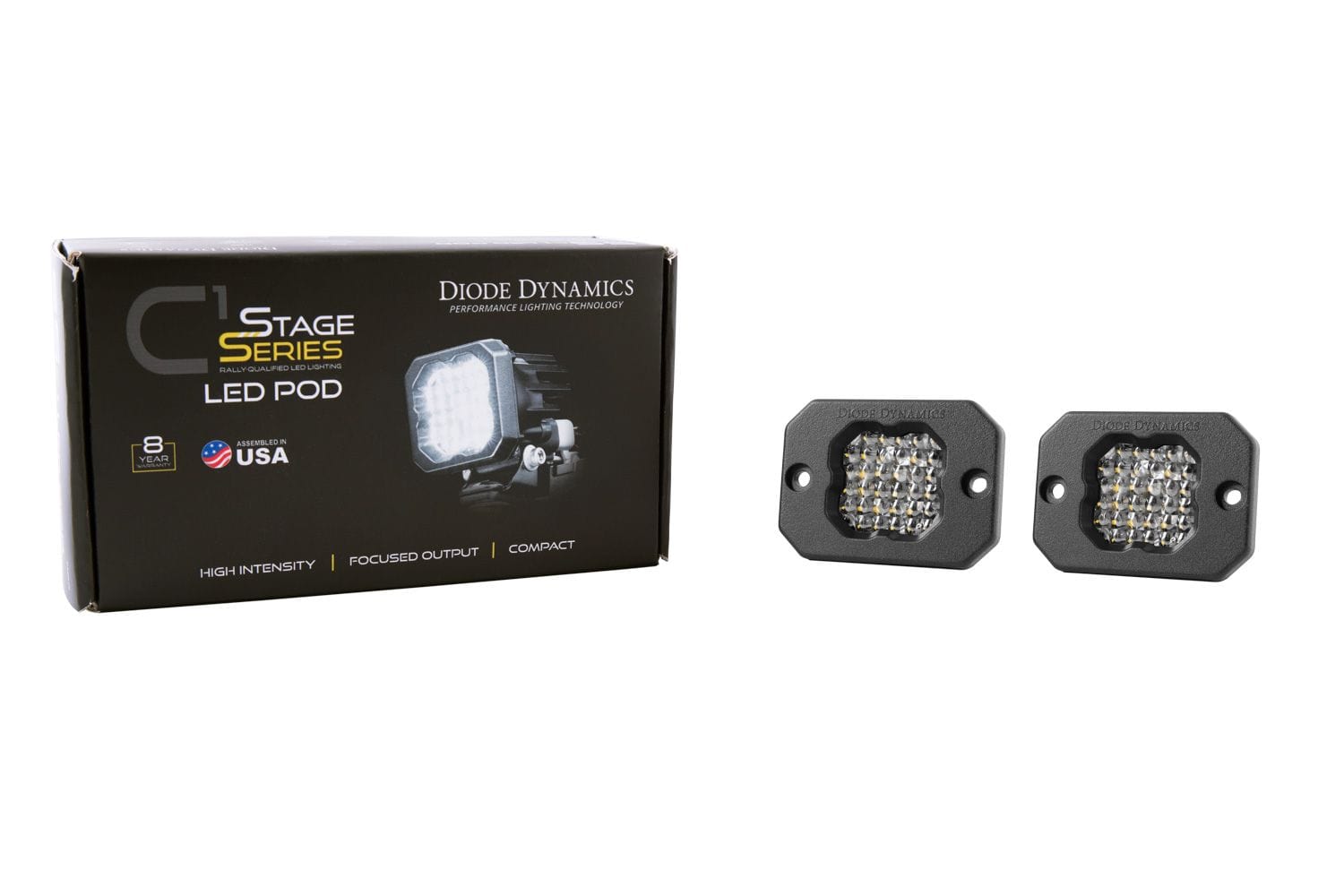 Diode Dynamics Stage Series C1 White Pro Flush Mount LED Pod (Pair)