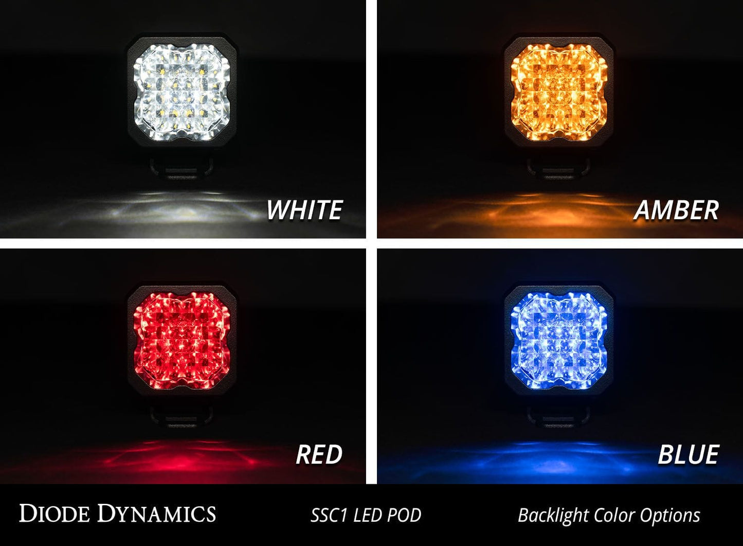 Diode Dynamics Stage Series C1 White Pro Flush Mount LED Pod (Pair)