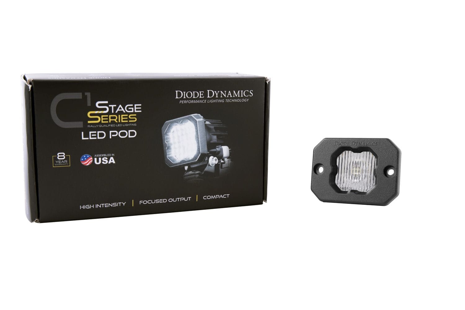 Diode Dynamics Stage Series C1 White SAE Fog Flush Mount LED Pod (One)