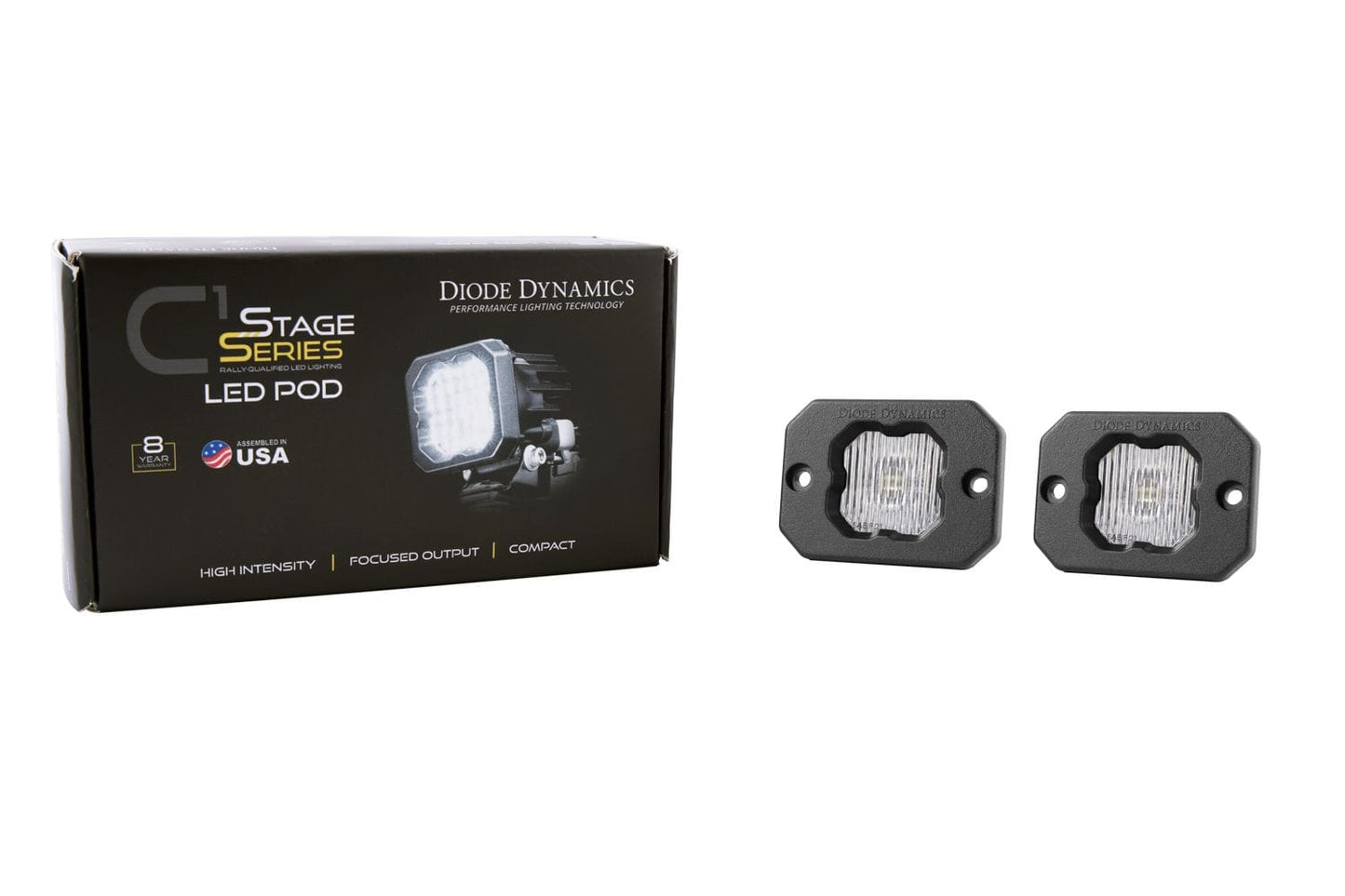 Diode Dynamics SAE Fog / Amber Stage Series C1 White SAE Fog Flush Mount LED Pod (Pair)