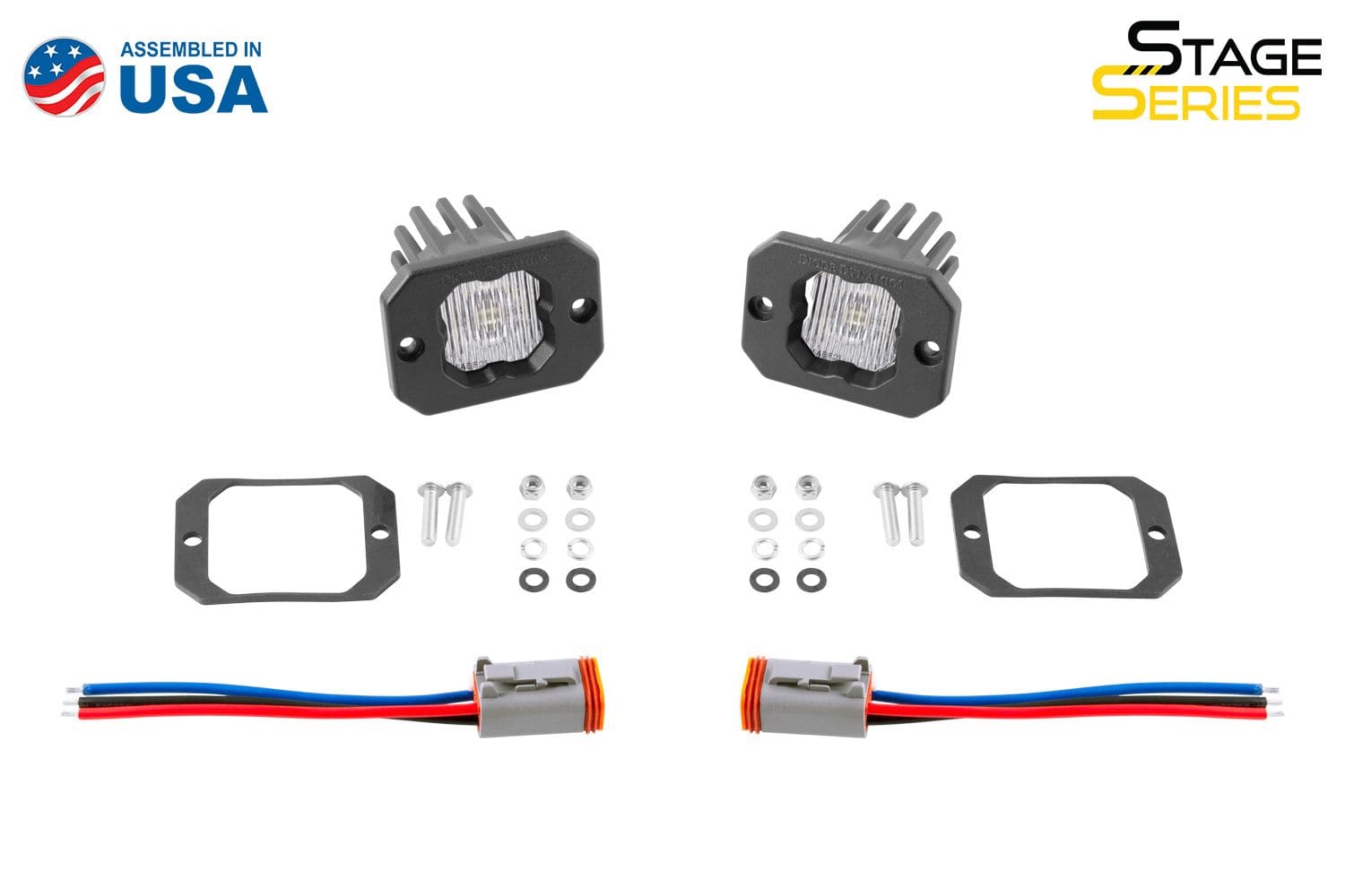 Diode Dynamics SAE Fog / Amber Stage Series C1 White SAE Fog Flush Mount LED Pod (Pair)