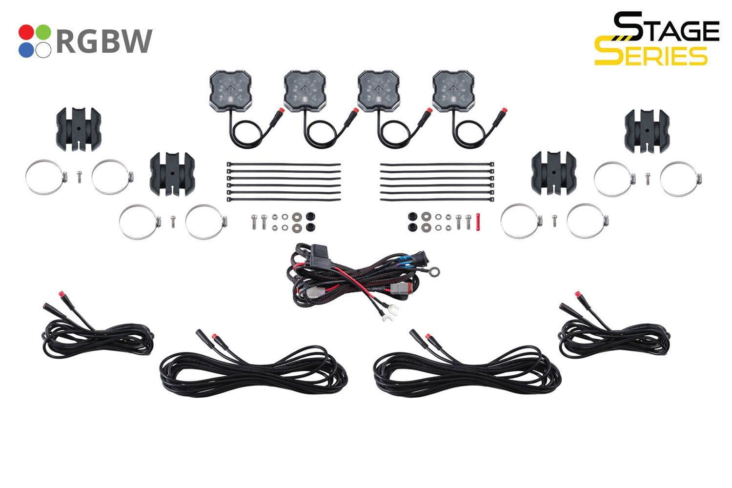 Diode Dynamics Stage Series Universal Rock Light SXS Installer Kit (4-Pack)