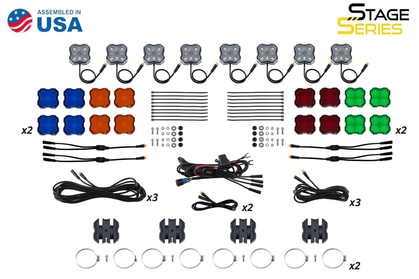 Diode Dynamics Stage Series Universal Rock Light SXS Installer Kit (8-Pack)