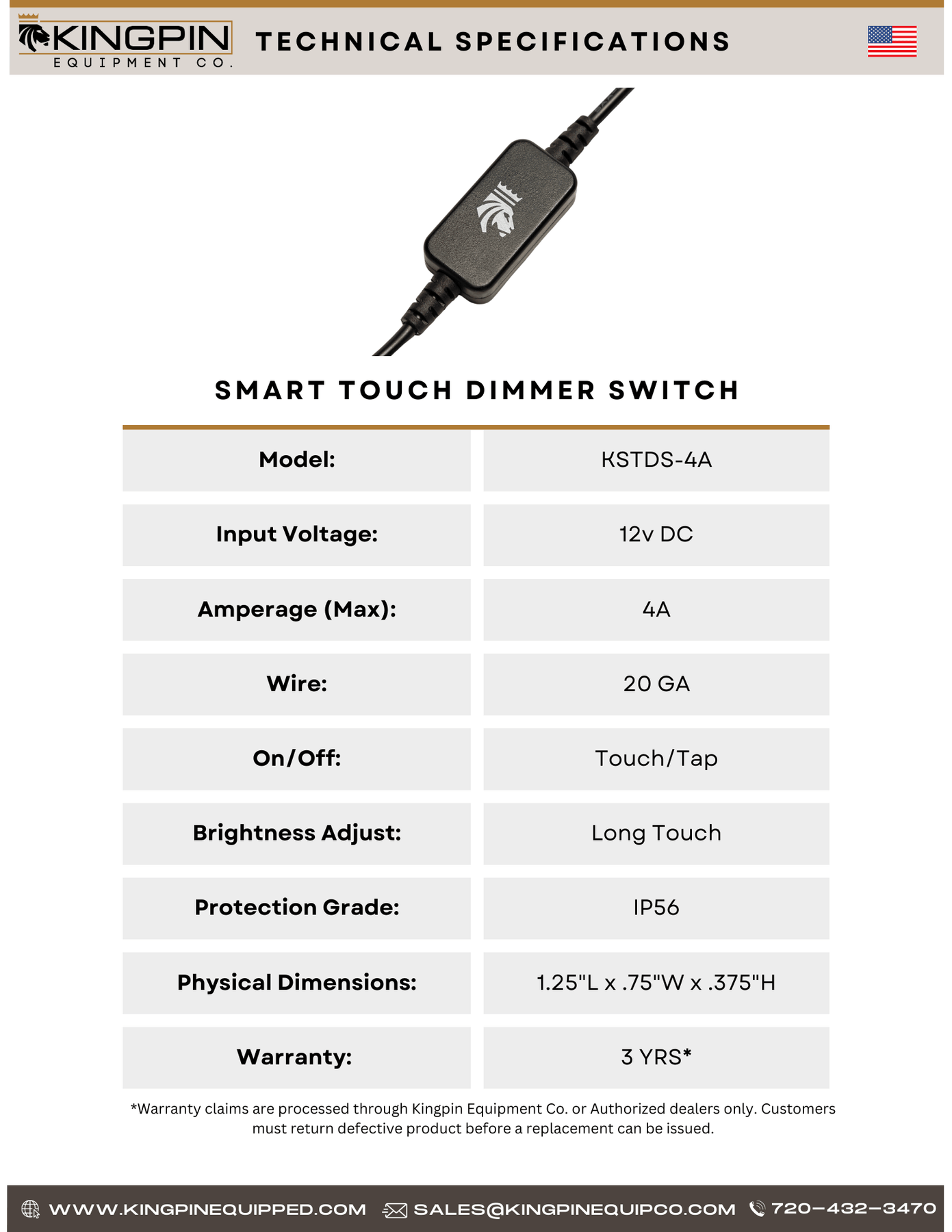 Kingpin SMART TOUCH LED DIMMER SWITCH