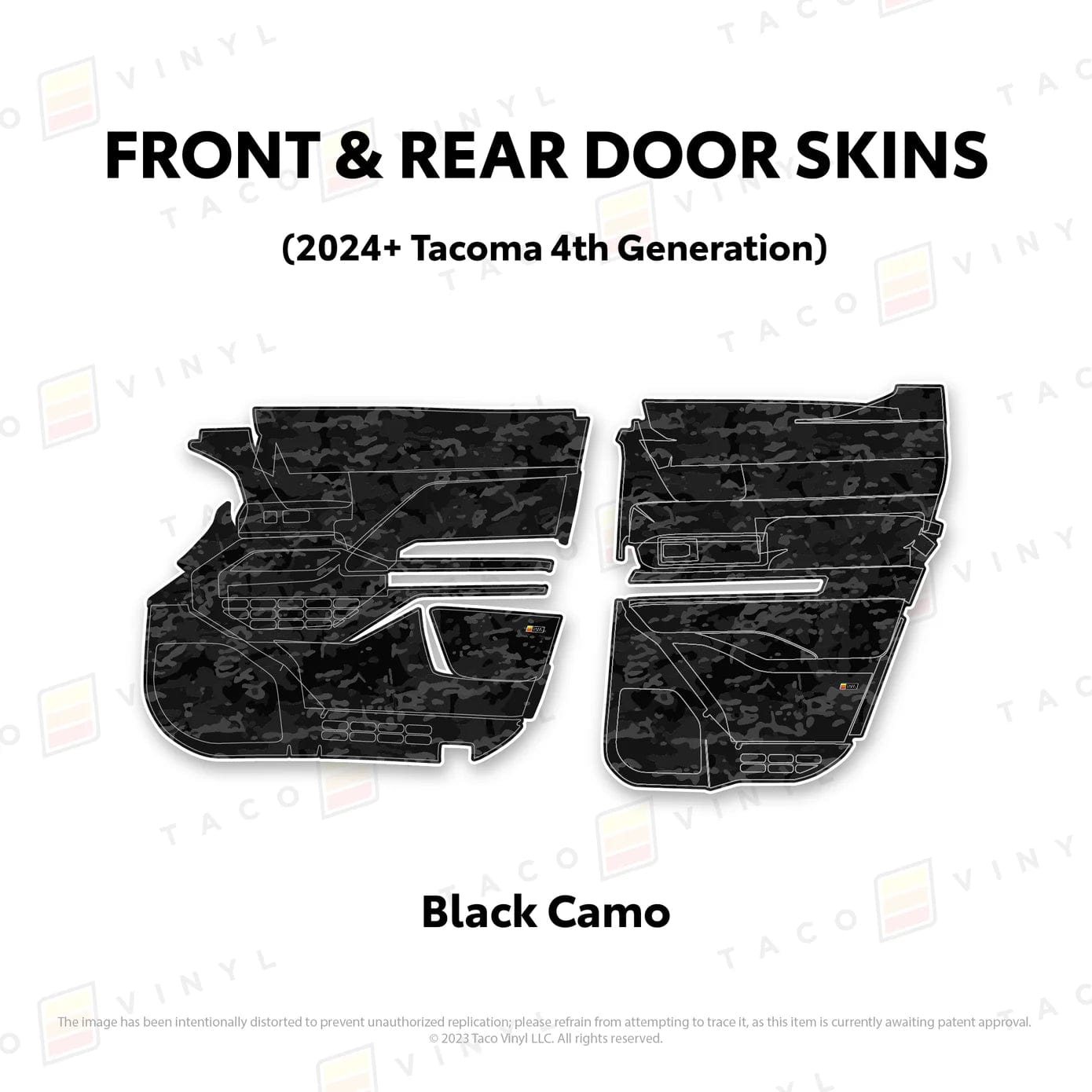 TacomaForce Front and Rear / Black Camo 4th Gen Tacoma Door Skins