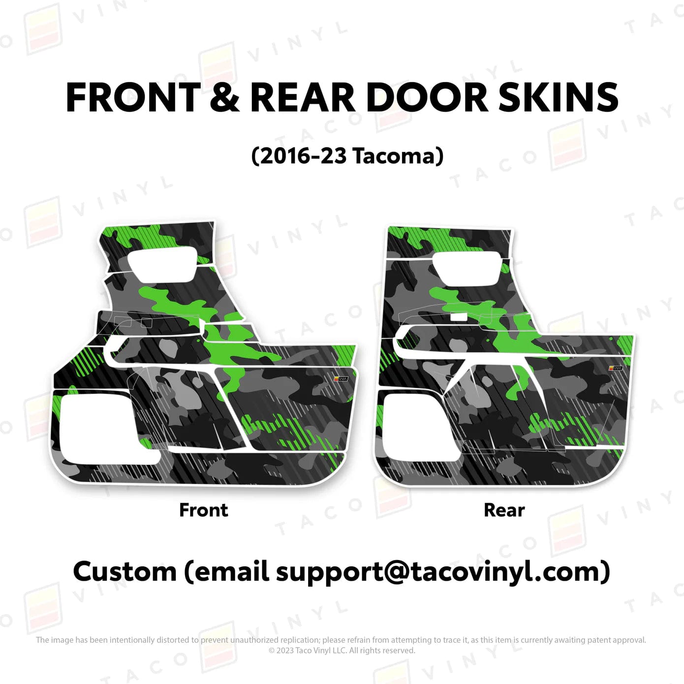 TacomaForce Front and Rear / Custom (email support@tacomaforce.com) 2016-2023 3rd Gen Tacoma Door Skins – Ultimate Protection & Style