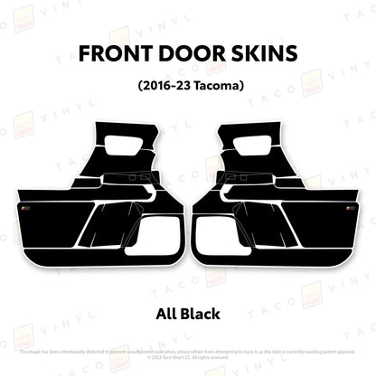 TacomaForce Front Driver/ Passenger / All Black 2016-2023 3rd Gen Tacoma Door Skins – Ultimate Protection & Style