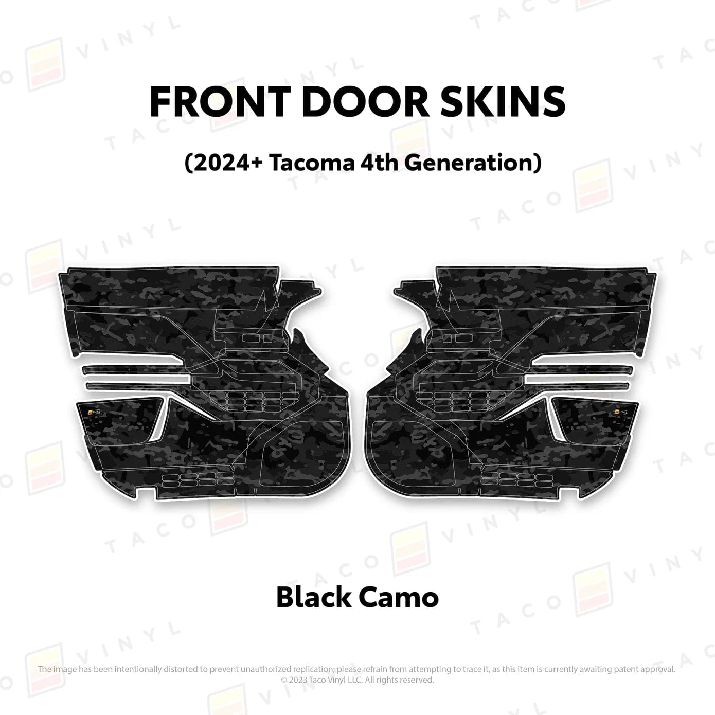 TacomaForce Front Driver/ Passenger / Black Camo 4th Gen Tacoma Door Skins