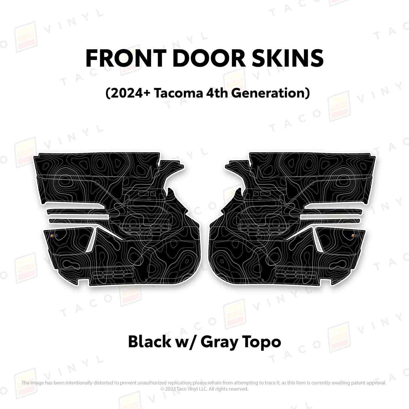 TacomaForce Front Driver/ Passenger / Black w/ grey Scheme Topo 4th Gen Tacoma Door Skins