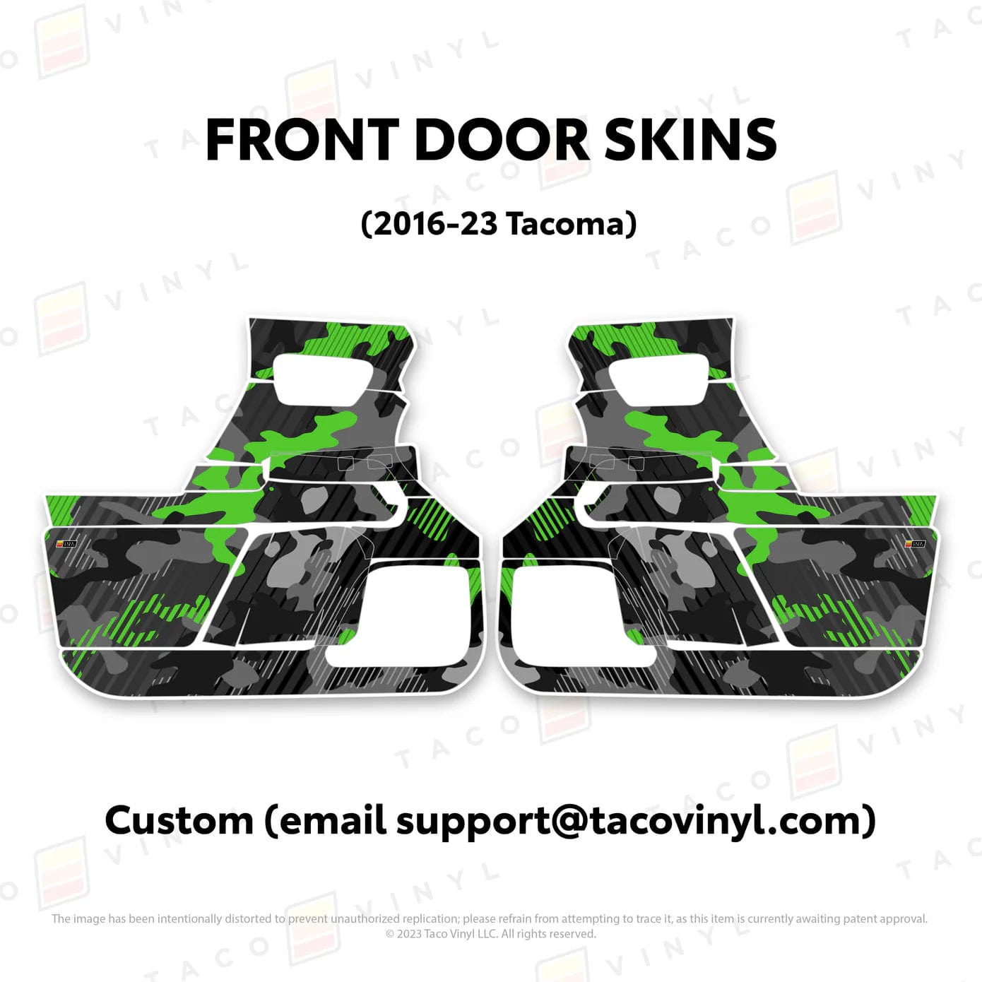 TacomaForce Front Driver/ Passenger / Custom (email support@tacomaforce.com) 2016-2023 3rd Gen Tacoma Door Skins – Ultimate Protection & Style