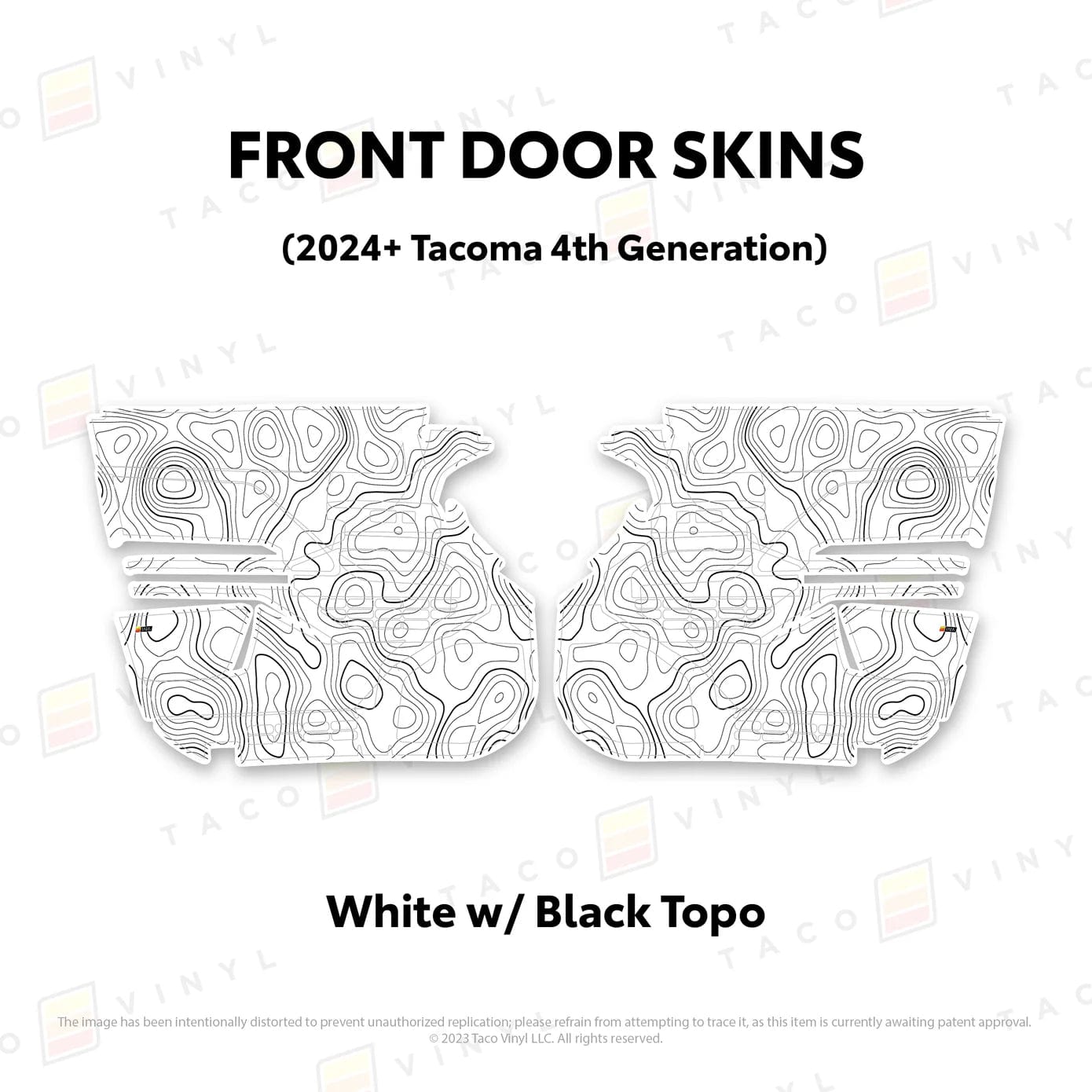 TacomaForce Front Driver/ Passenger / White w/ Black topo 4th Gen Tacoma Door Skins