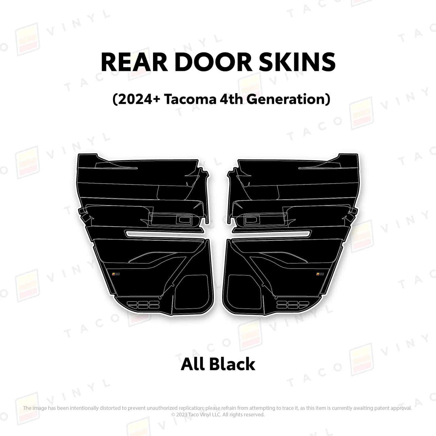 TacomaForce Rear Driver/ Passenger / All Black 4th Gen Tacoma Door Skins