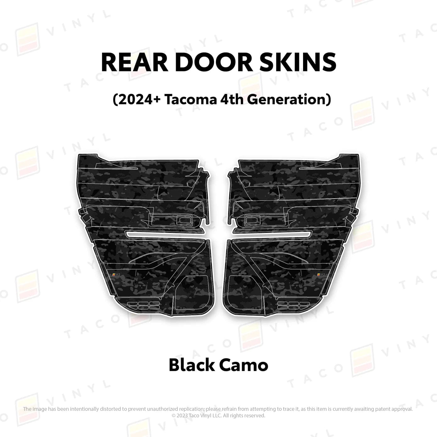 TacomaForce Rear Driver/ Passenger / Black Camo 4th Gen Tacoma Door Skins