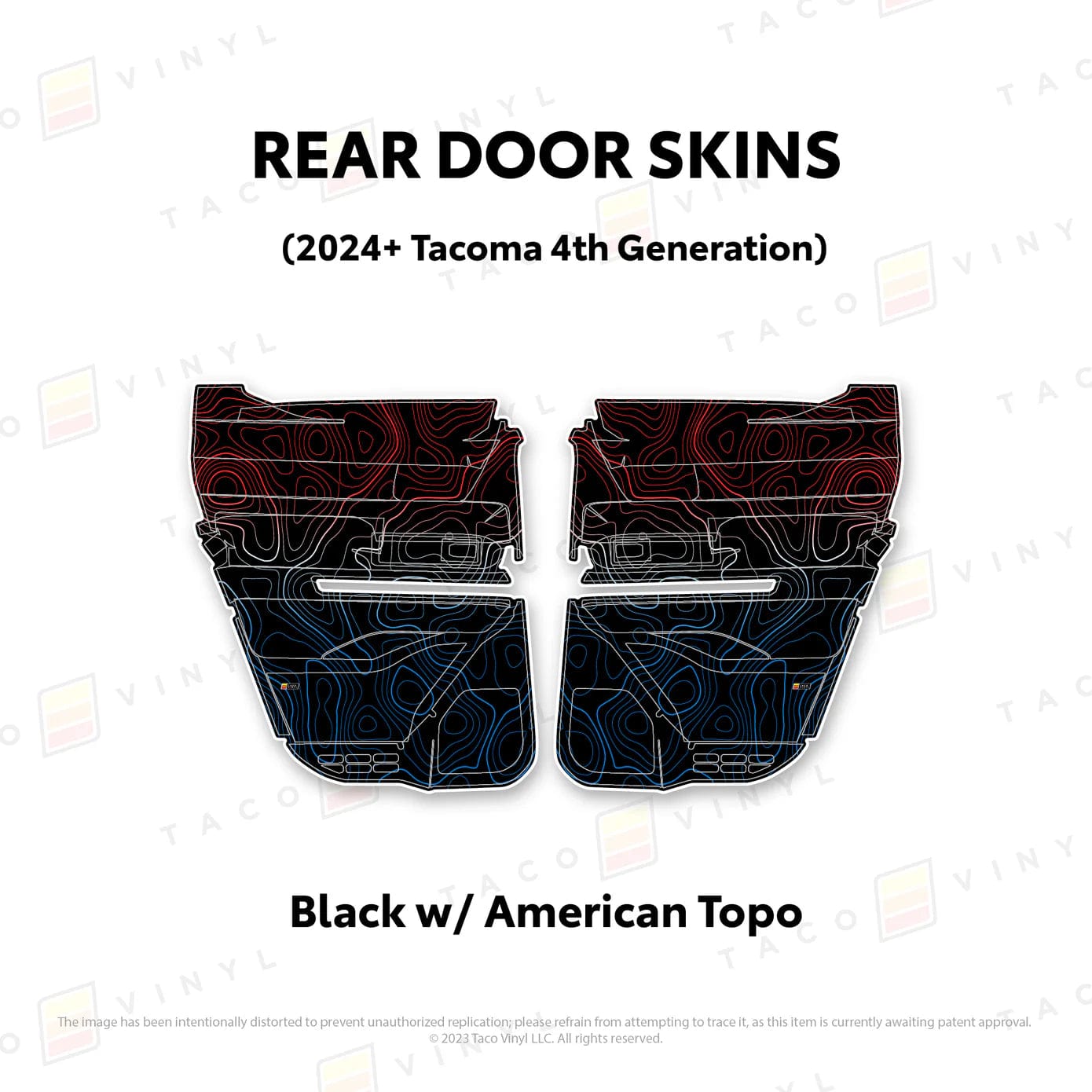 TacomaForce Rear Driver/ Passenger / Black w/ American Scheme Topo 4th Gen Tacoma Door Skins