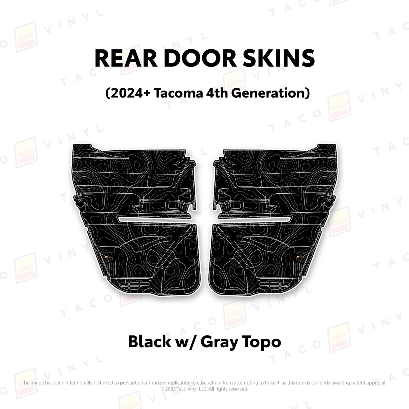 TacomaForce Rear Driver/ Passenger / Black w/ grey Scheme Topo 4th Gen Tacoma Door Skins