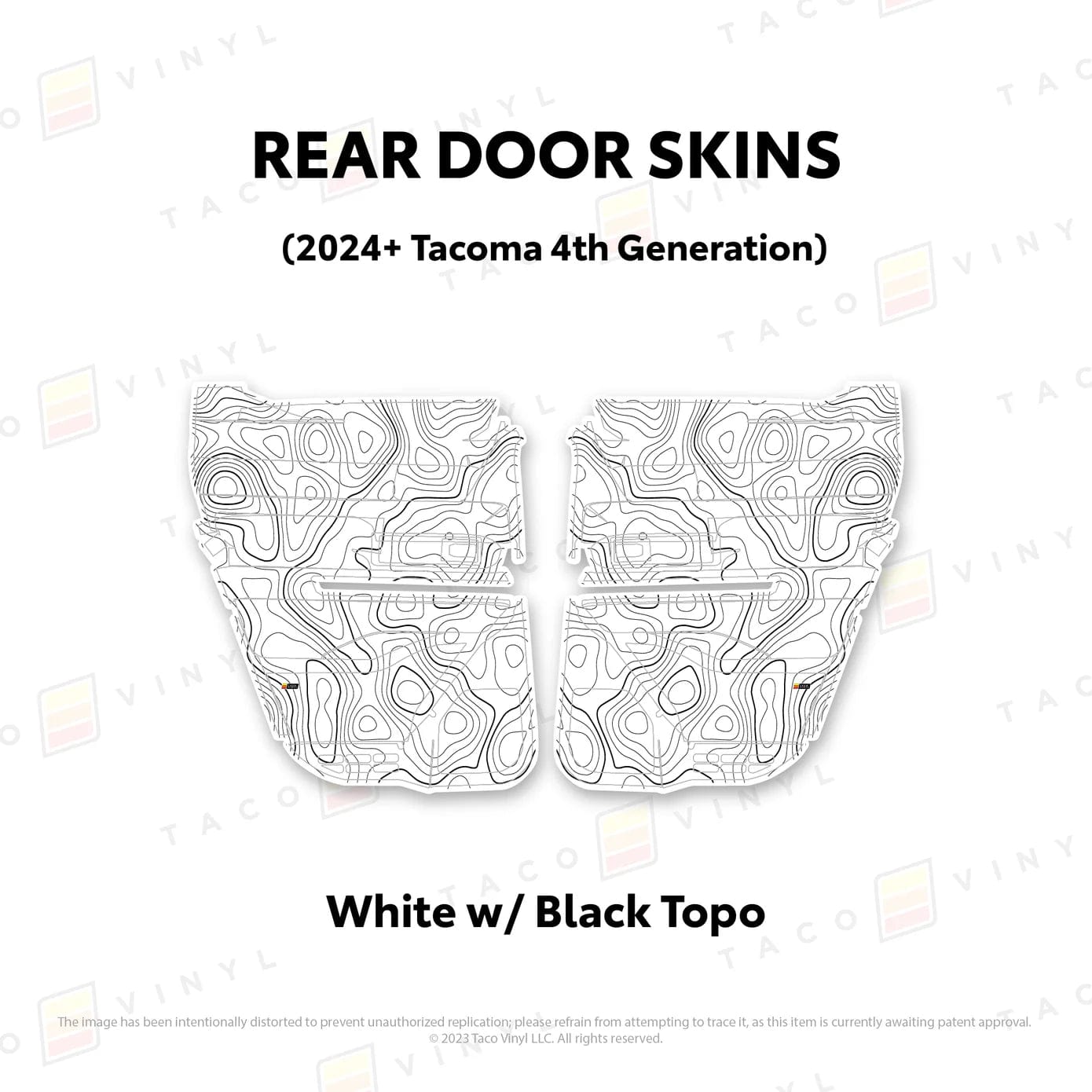 TacomaForce Rear Driver/ Passenger / White w/ Black topo 4th Gen Tacoma Door Skins